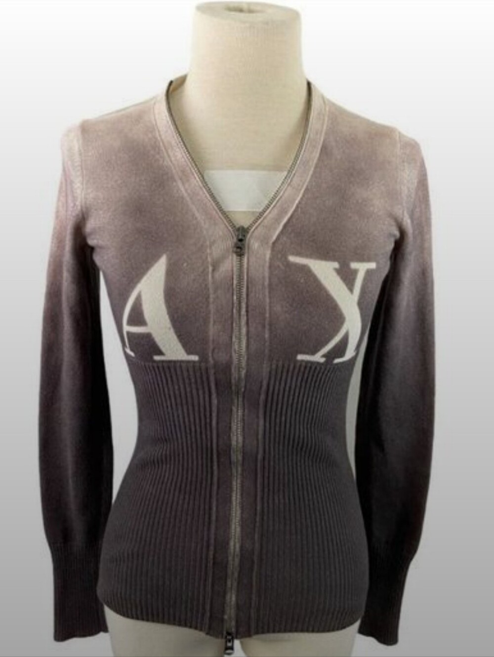 ARMANI EXCHANGE Purple‎ Fade Zip Up Sweater